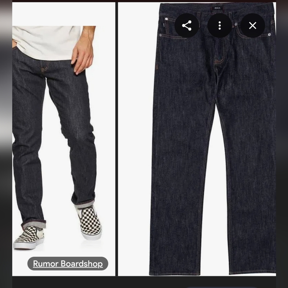 RVCA Blue Straight Leg Jeans